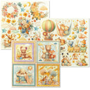 Set of children's illustrations with animals, flowers, and toys on a white background