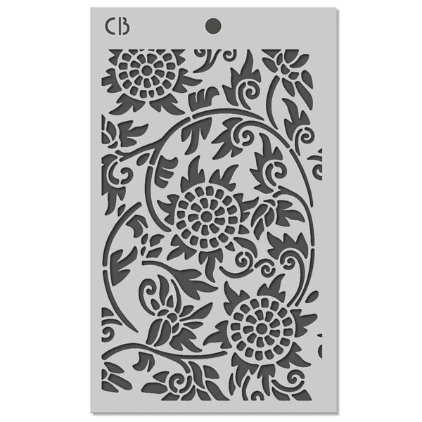 Decorative stencil with floral pattern on a white background