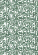 Pattern of white letters on a green background
