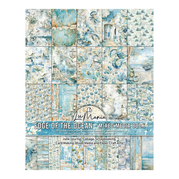 Mixed media book cover with ocean-themed design and La Mania branding
