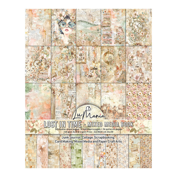 Mixed media book titled 'Lost in Time' by Lila Maria with floral and nature-themed design on cover.
