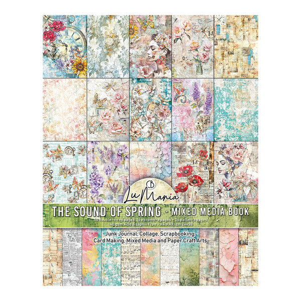 La Marca Mixed Media Book titled 'The Sound of Spring' with colorful collage design on a white background.