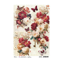 Decorative paper sheet with floral design and butterflies on a white background