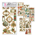 Christmas-themed sticker sheets with decorative elements on a white background
