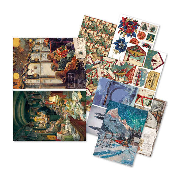 Collection of vintage-style greeting cards with different designs on a white background