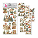 Set of Christmas-themed art stickers with festive designs on a white background