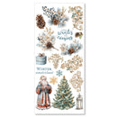 Collection of Christmas-themed stickers with winter elements on a white background