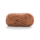 Brown skein of yarn on a white background