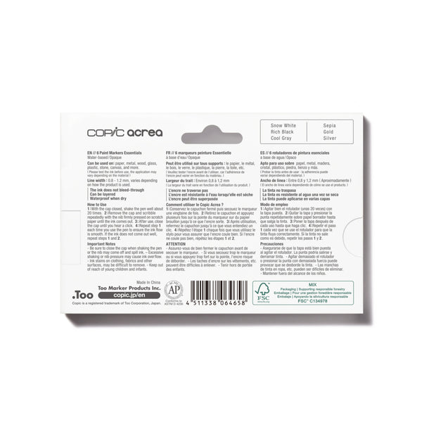 Copic Acrea Paint Markers Set of 6 - Essentials