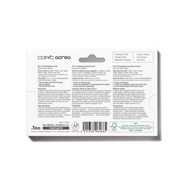 Copic Acrea Paint Markers Set of 6 - Vivid