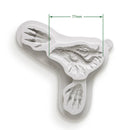 Silicone mold with butterfly design and measurements on a white background