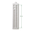 Decorative white wall hanging with intricate patterns and measurements on a white background