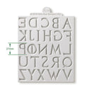 Alphabet letter stencils with measurements on a white background