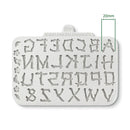 Alphabet and number mold with 'Katy Sue Designs' branding on a white background