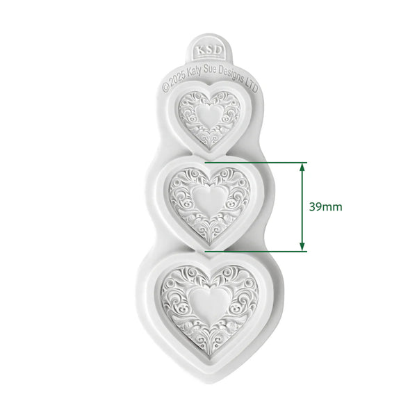 Cosmic Shimmer Silicone Mould - Ornate Heart Trio