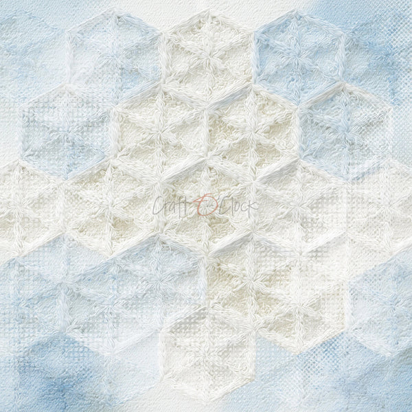 Hexagonal tile pattern in light blue and white