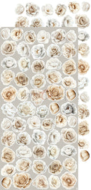 Sheet of beige and white rose stickers on a gray background