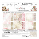 Packaging of 'Baby Girl Universe' craft paper set by Renata Ludwinaska with various textured papers.