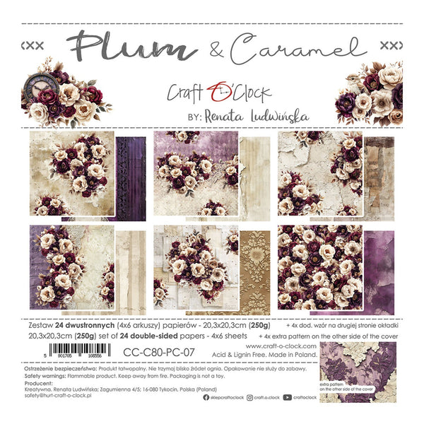 Craft O'Clock Plum & Caramel 8"×8" Paper Set