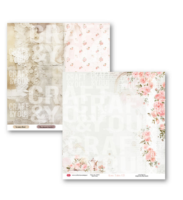 Three floral-themed paper sheets with 'Craft & You' branding on a white background