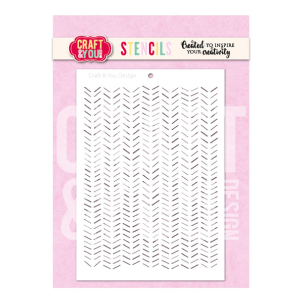 Stencil with chevron pattern on a pink background with 'Craft & You' branding.