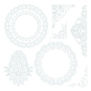 Decorative white lace patterns on a white background