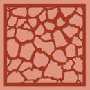 Decorative cutout with a geometric stone pattern on a pink background