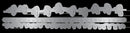 Decorative metal lace strips with floral patterns on a white background