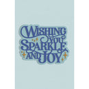 Card with 'Wishing you sparkle and joy' text on a light blue background