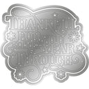 Metallic decorative plaque with 'Thankful for you all the year through' text on a white background