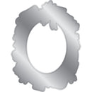 Metallic gear-like object on a white background