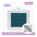 Crafters Companion metal dies packaging with decorative tiles on a white background
