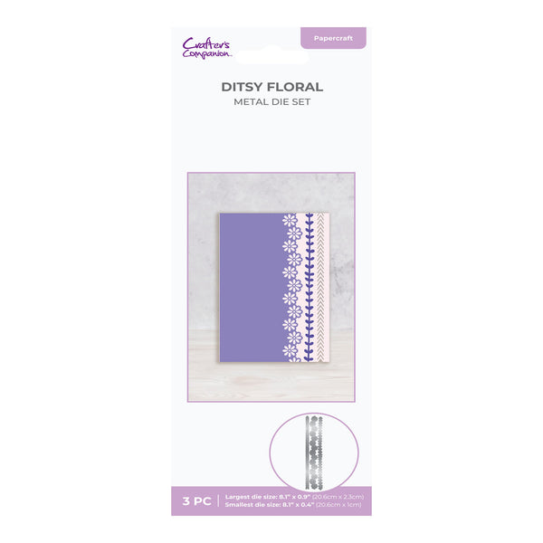 Couture Creations Ditsy Floral metal die set packaging on a white background