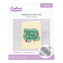 Metal die set packaging with 'Thankful for You' design on a white background