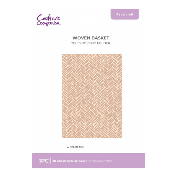 Woven basket 2D embossing folder by Crafter's Companion on a white background