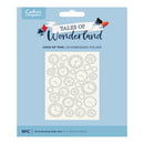 Package of 'Tales of Wonderland' 2D embossing folder with clock designs on a light blue background.