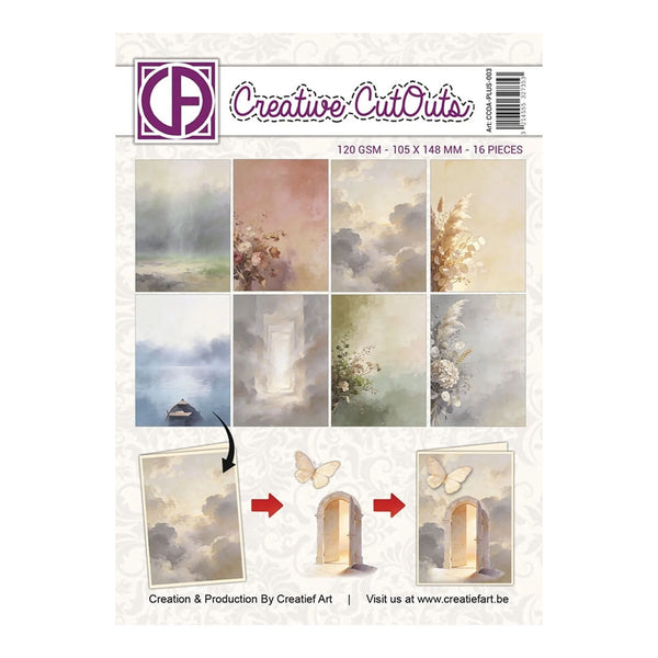 Packaging of Creative Cut Outs with scenic images and brand logo.