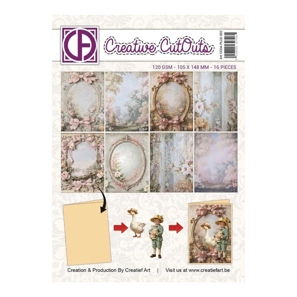 Packaging of Creative Cut Outs with decorative paper sheets and cutouts.