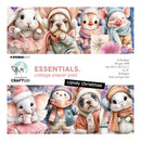 Collage paper pad with candy Christmas-themed illustrations featuring animals in winter clothing.