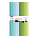 Packaged paper pad with teal, blue, and green colors on a white background