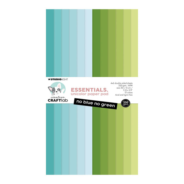 Packaged paper pad with teal, blue, and green colors on a white background