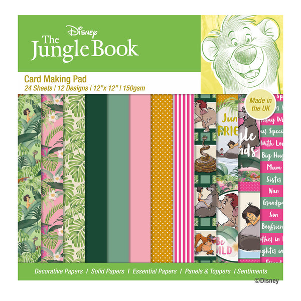 Disney The Jungle Book card making pad with various paper designs on a white background