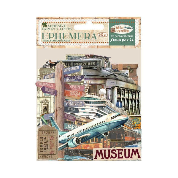 Stamperia Cardstock Ephemera Adhesive Paper Cut Outs - Art of Travelling