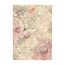Stamperia Rice Paper Sheet A4 - Shabby Rose - Rose Butterfly