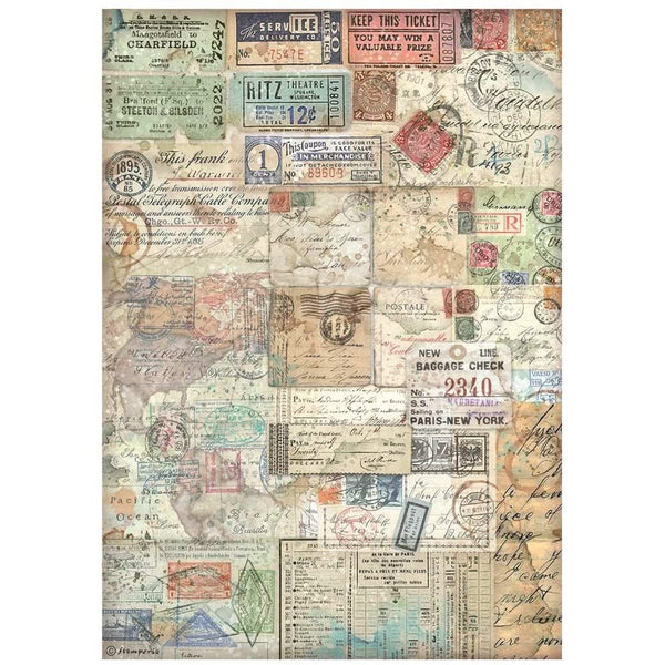 Stamperia Assorted Rice Paper A4 6/Sheets - Art of Travelling