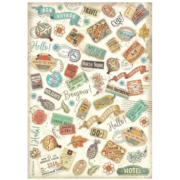 Stamperia Assorted Rice Paper A4 6/Sheets - Art of Travelling