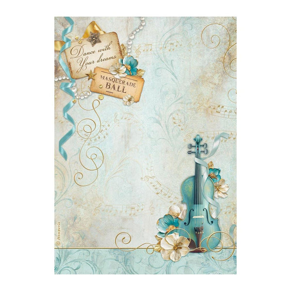 Stamperia Rice Paper Sheet A4 - Masquerade - Violin