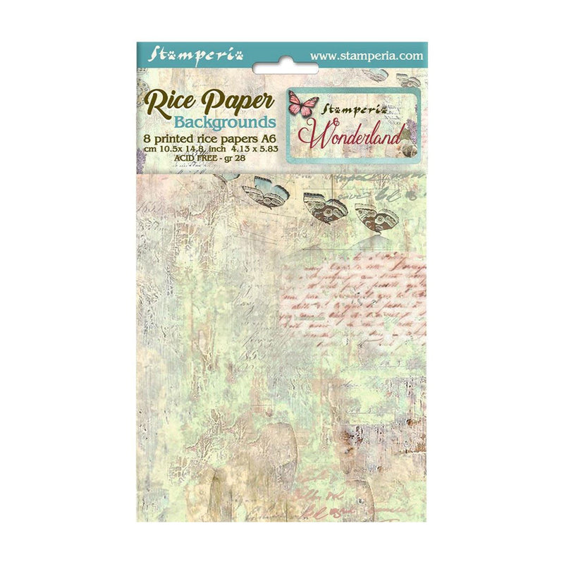 Stamperia Assorted Rice Paper Backgrounds A6 8/Sheets - Wonderland