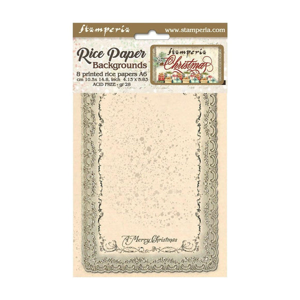 Stamperia Assorted Rice Paper Backgrounds A6 8/Sheets - Classic Christmas*