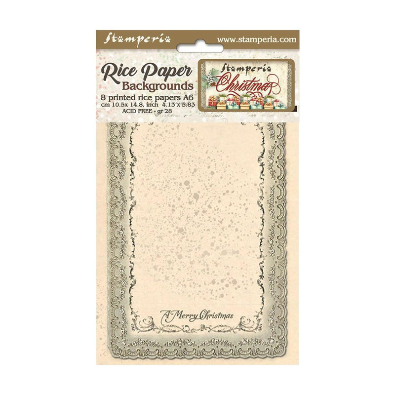 Stamperia Assorted Rice Paper Backgrounds A6 8/Sheets - Classic Christmas*